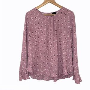 Ann Taylor Women's Blouse LS Paisley Print Pink